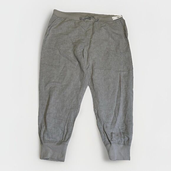 GAP Linen Jogger Pants XL | Lightweight Gray Cuffed Lounge Pants NWT - Picture 1 of 5